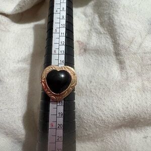 Copper Heart Ring with Black Stone - Women Jewelry
